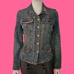 BISOU BISOU Embellished Cropped Denim Jean Jacket